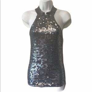 Lucidity Gray Silver Sequined Silk blend Top S